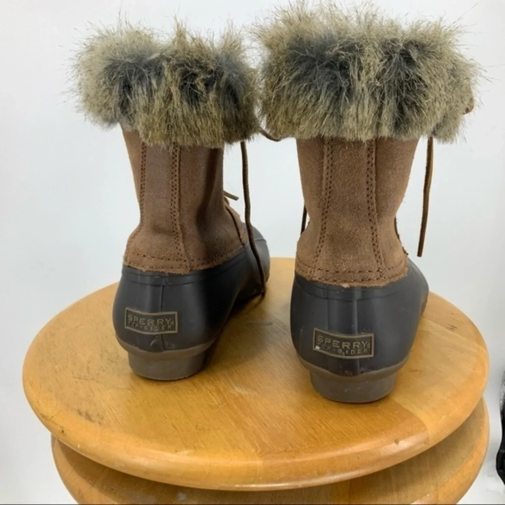 Sperrys faux fur  trimmed rubber duck boot 8.5